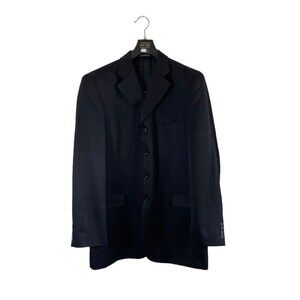 Vanetti Mens Suit Jacket 42L Black Texture Plaid 4 Button No Pants